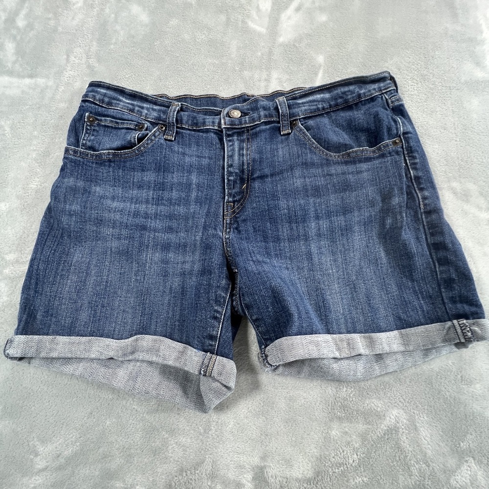 Levis Denim Shorts Womens 31 Blue Roll Cuff Mid Rise 5 Pocket Cotton Stretch